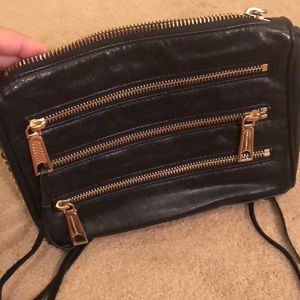 Black leather Rebecca Minkoff zipper crossbody
